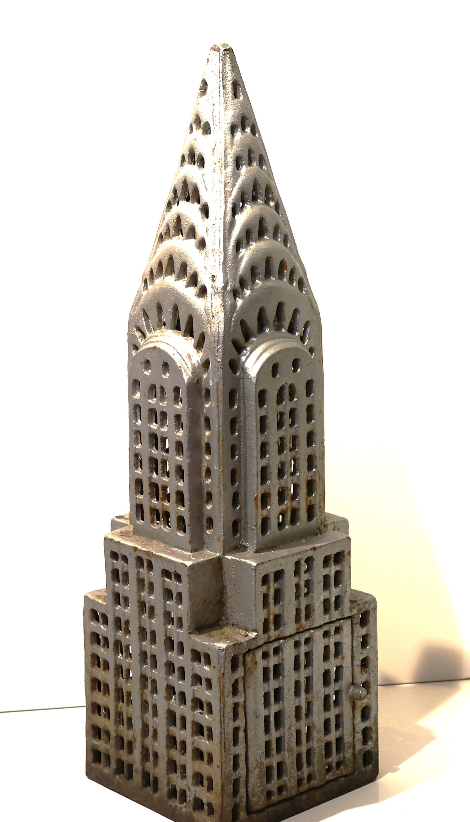 Antique Cast Iron Chrysler Building Lantern Figure Sculpture 17 in. height x 5 in. x 5 in. (1 of 9)