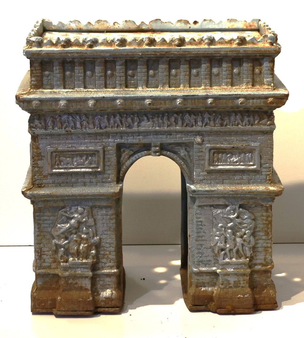 Antique Architectural Model Fragment Arc De Triomphe Monument Cast Iron Lantern 10.5 in. (1 of 8)