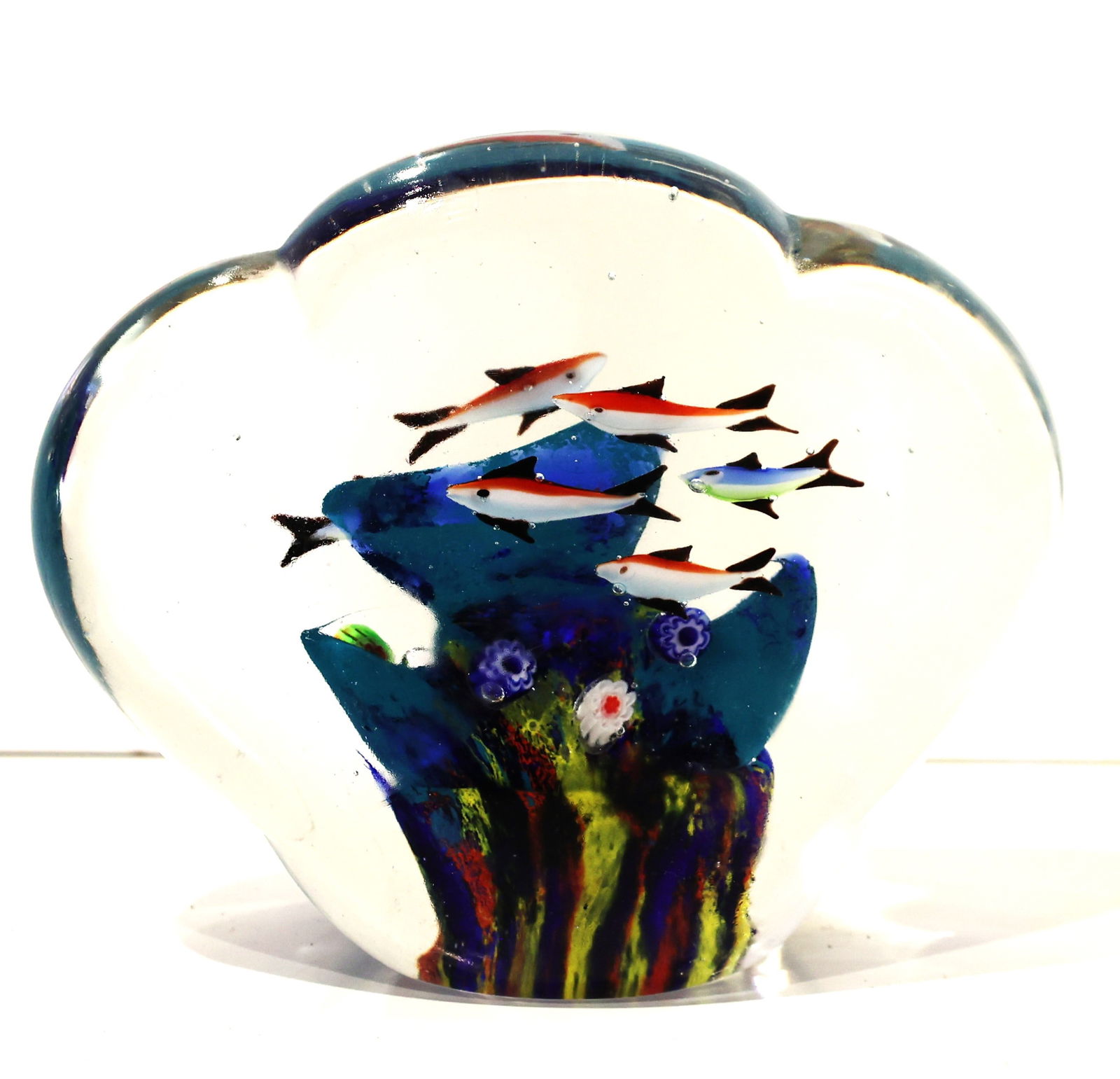 Murano Art Glass Fish Aquarium Sculpture with Internal Fish  5.5 in. height x 7 in. wide (1 of 5)