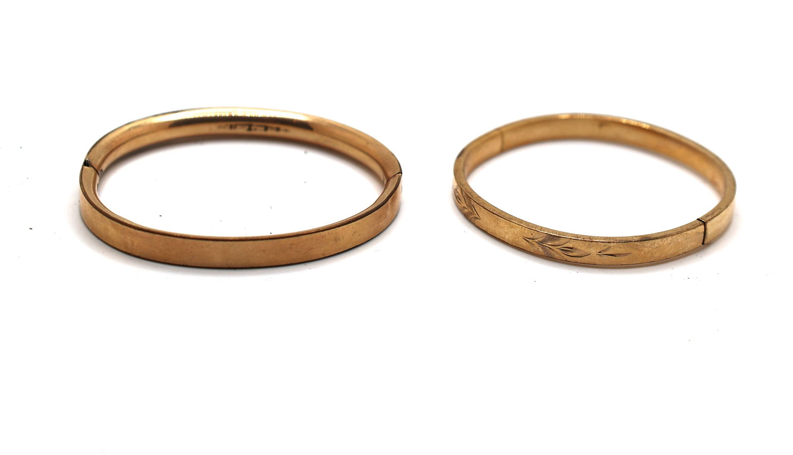 2 Gold Filled Bangle Bracelets 2 1/8 in. x 2 in. x 1/4 in. & 2 in. x 2 in. x 1/4 in. (1 of 2)