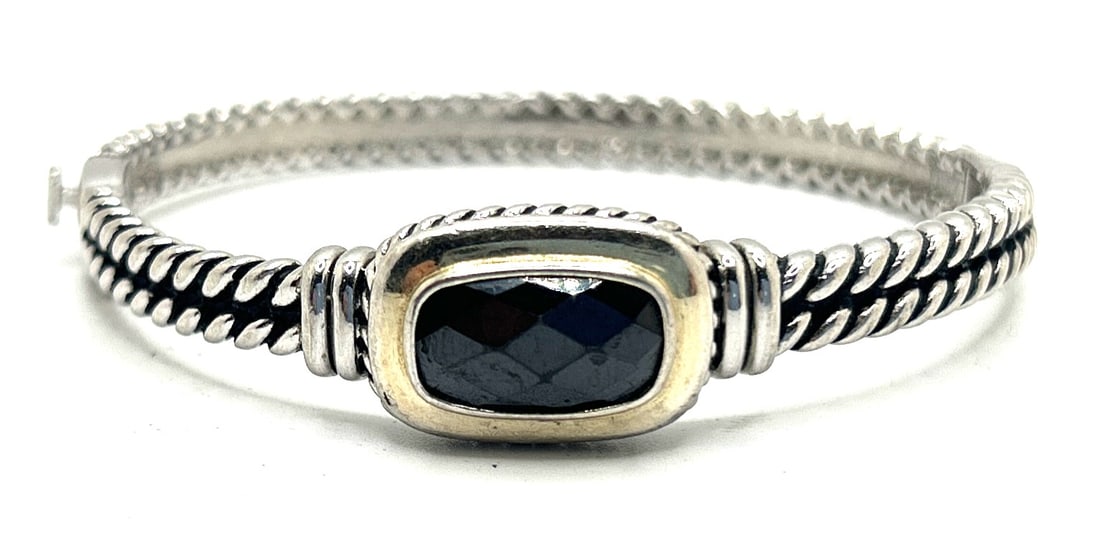 .925 Sterling Silver with Smokey Citrine Bracelet, 2 5/8 in. x 2 5/8 in. x 5/8 in.: .925 Sterling Silver with Smokey Citrine Bracelet, 2 5/8 in. x 2 5/8 in. x 5/8 in.