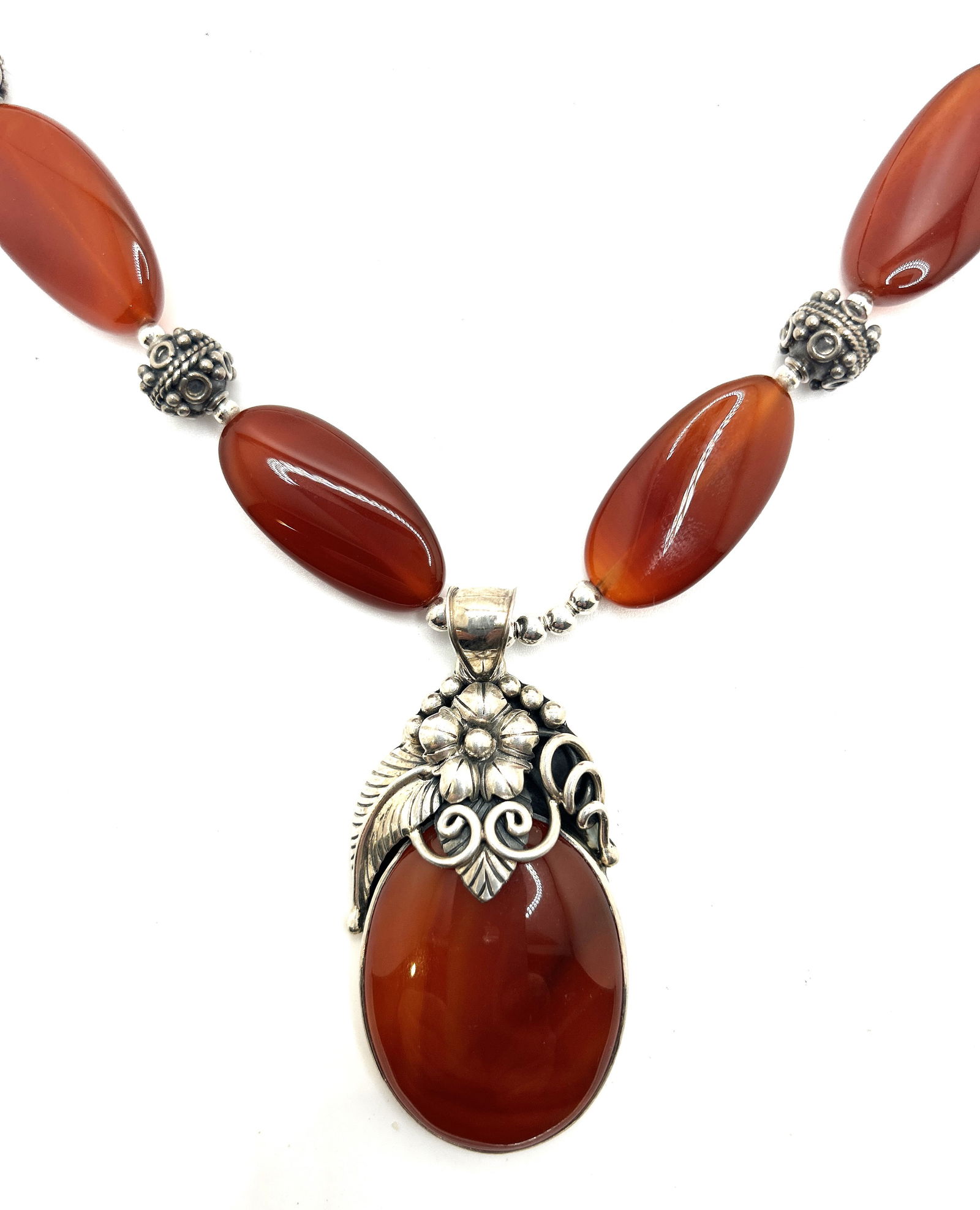 Meran .925 Sterling Silver JASPER Pendant Necklace Quality Toggle Closure. necklace 18 in.. (1 of 5)