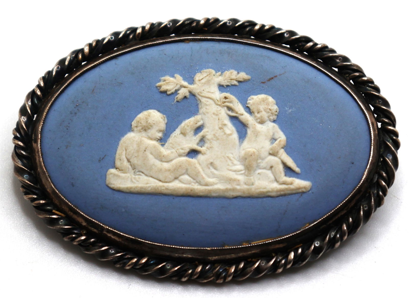 Wedgwood Oval Pin Sterling Silver Frame marked John L, Denmark 2 1/4 in. x 1 1/2 in. (1 of 2)