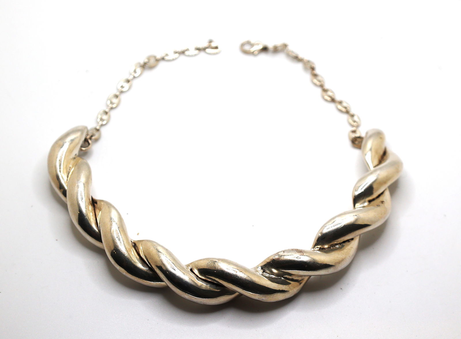 .925 Sterling Silver 56.6 grams Electroform Twist Choker GW Style Necklace Israel Designer (1 of 3)