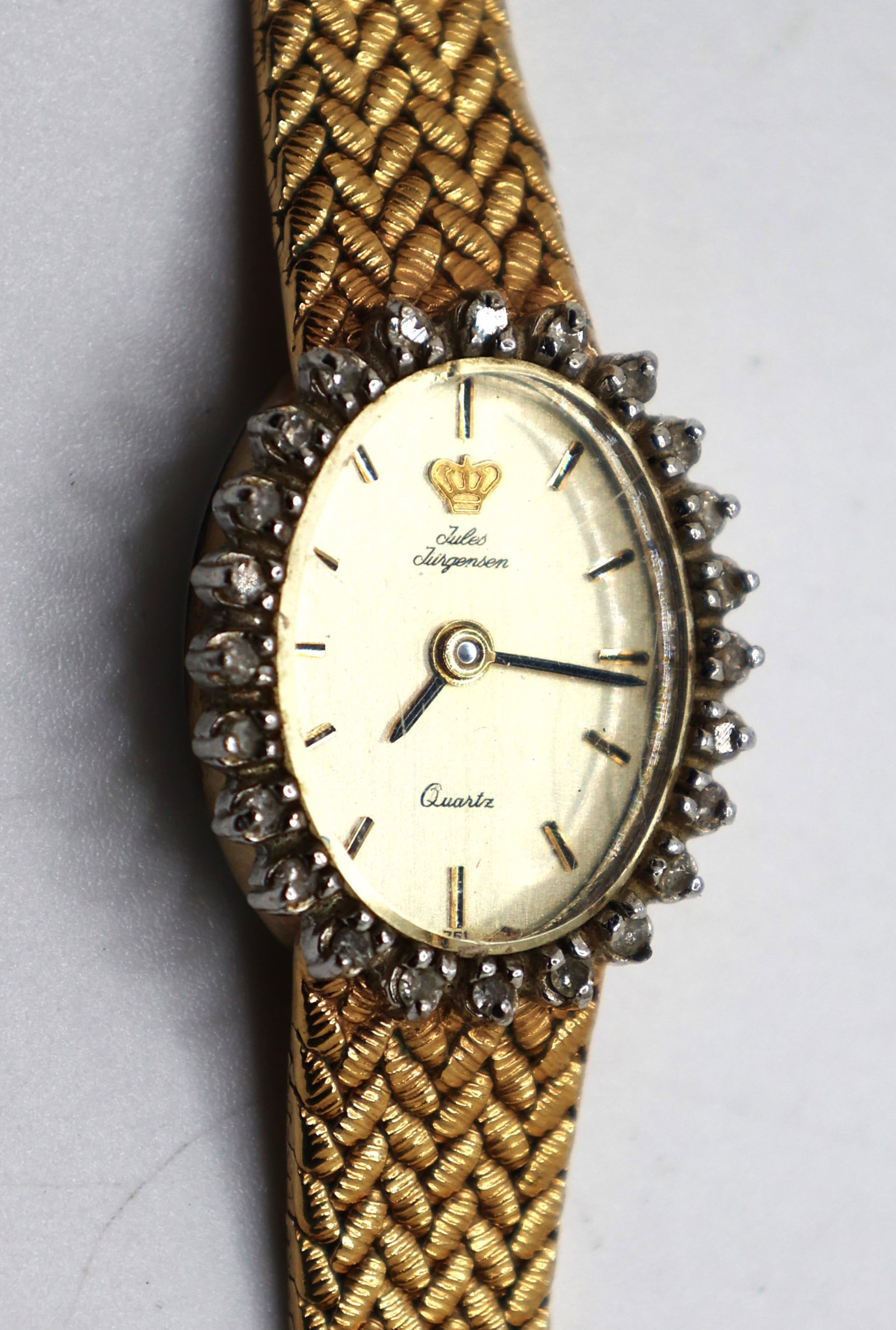 Jules Jurgensen Woman's Gold Tone Wristwatch with Diamonds surrounding face, Quartz: Jules Jurgensen Woman's Gold Tone Wristwatch with Diamonds surrounding face, Quartz