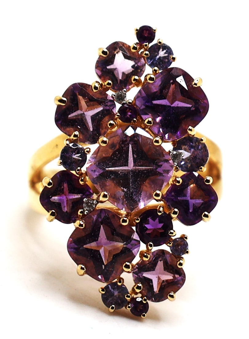 .925 Sterling Silver Purple Amethyst Cocktail Ring Size 8 , 1 1/4 in. x 7/8 in.: .925 Sterling Silver Purple Amethyst Cocktail Ring Size 8 , 1 1/4 in. x 7/8 in.