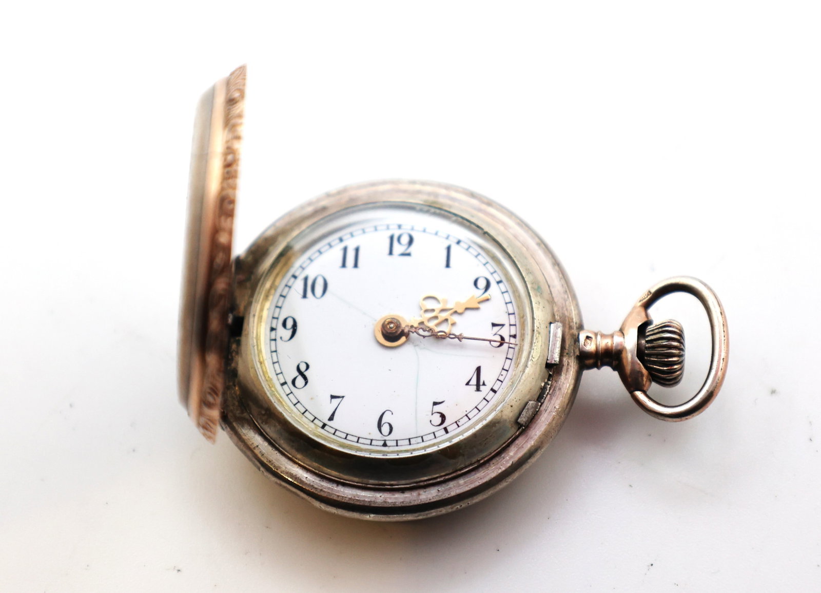 .925 Sterling Silver Fancy Pocket Watch Remontoir Cylindre 10 Rubies Liege 1905 2 in. x 1 1/2 in.: .925 Sterling Silver Fancy Pocket Watch Remontoir Cylindre 10 Rubies Liege 1905 2 in. x 1 1/2 in.