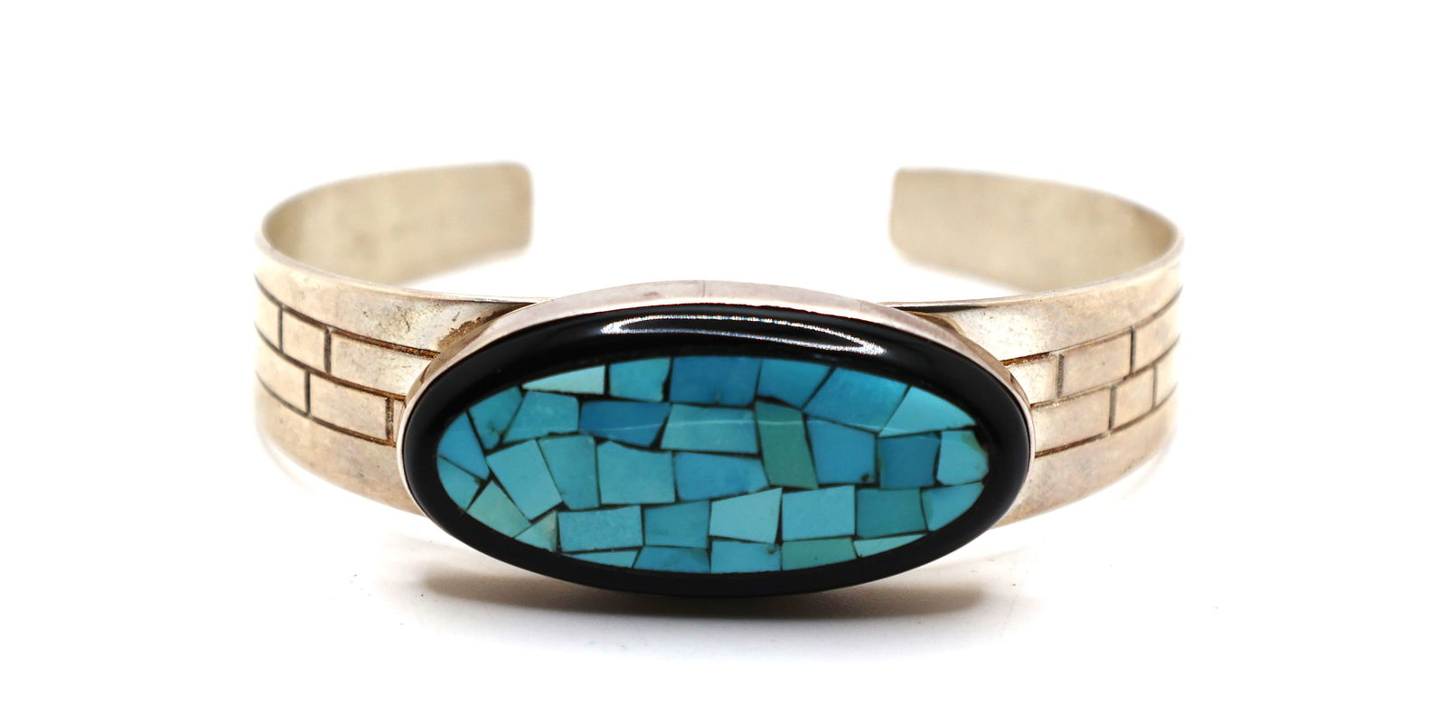 .925 Sterling Silver DTR Desert Rose by Jay King Cuff Bracelet with Inlaid Turquoise  2 3/4 in. (1 of 3)