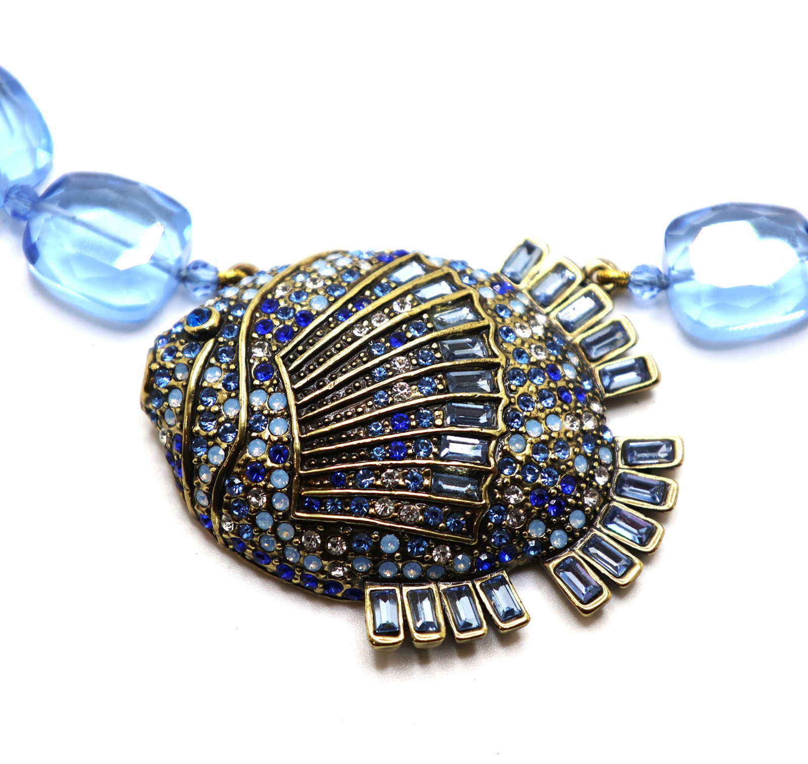 HEIDI DAUS Blue Crystal Beads Fish Pendant Necklace 20 in. x 2 1/2 in. x 2 in.: HEIDI DAUS Blue Crystal Beads Fish Pendant Necklace 20 in. x 2 1/2 in. x 2 in.