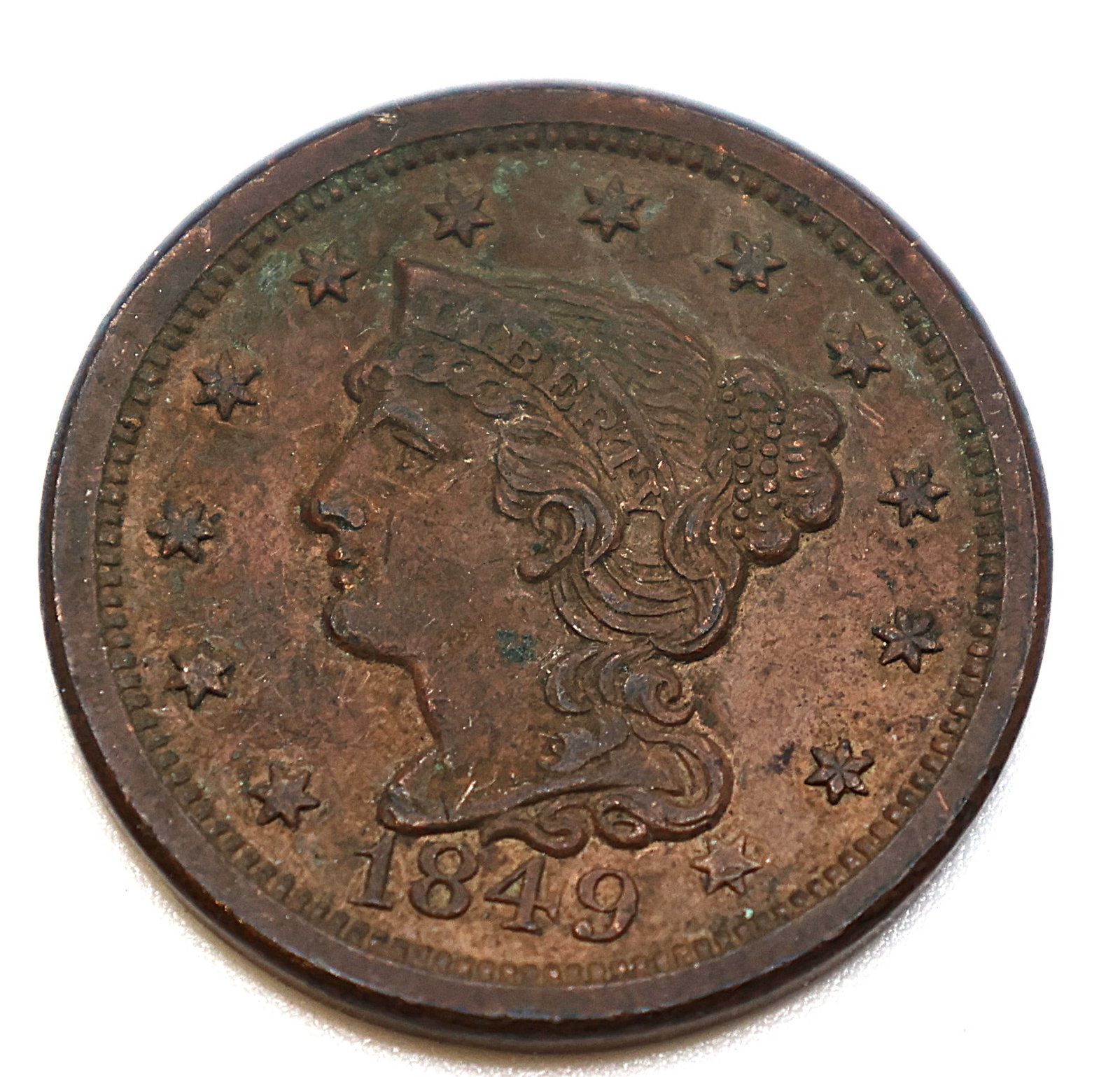 1849 United States of America One Cent Coin , 1 inch diameter: 1849 United States of America One Cent Coin , 1 inch diameter