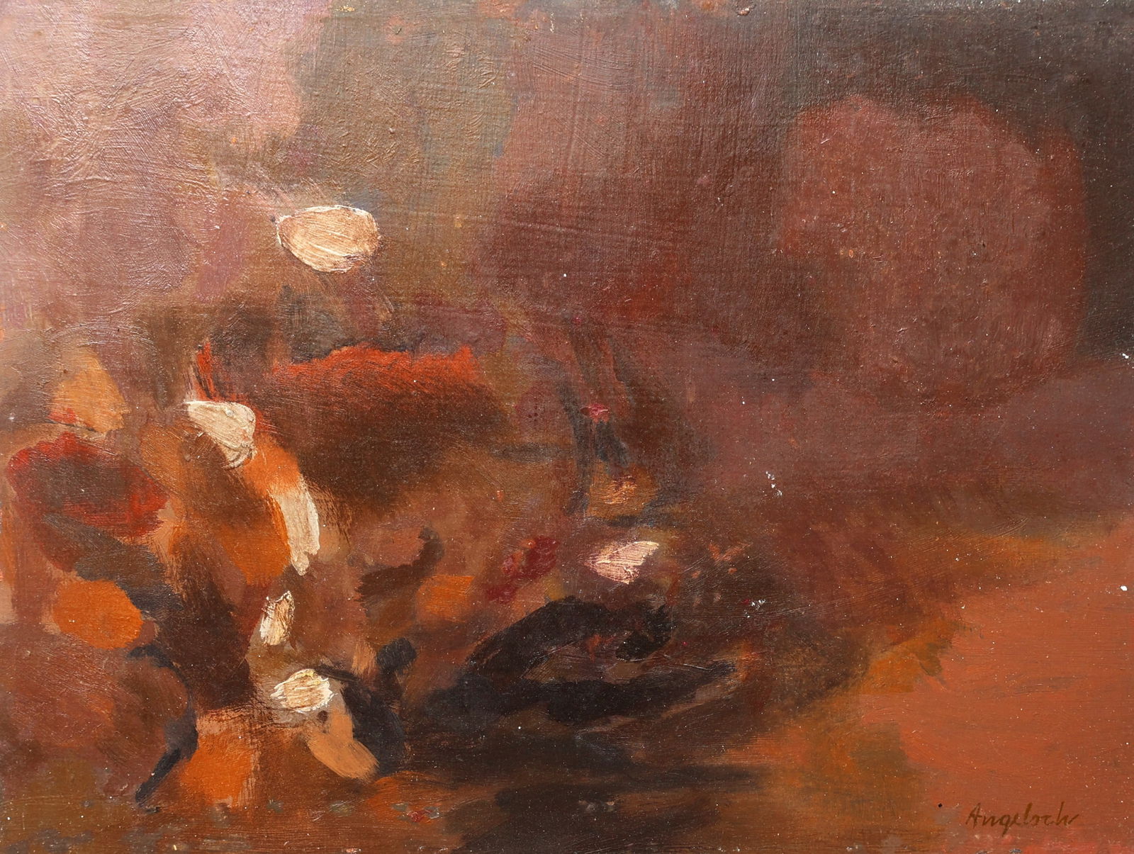 ROBERT ANGELOCH 1922-2011 Woodstock NY - "THICKET" 1960s Oil on Board Painting (1 of 6)