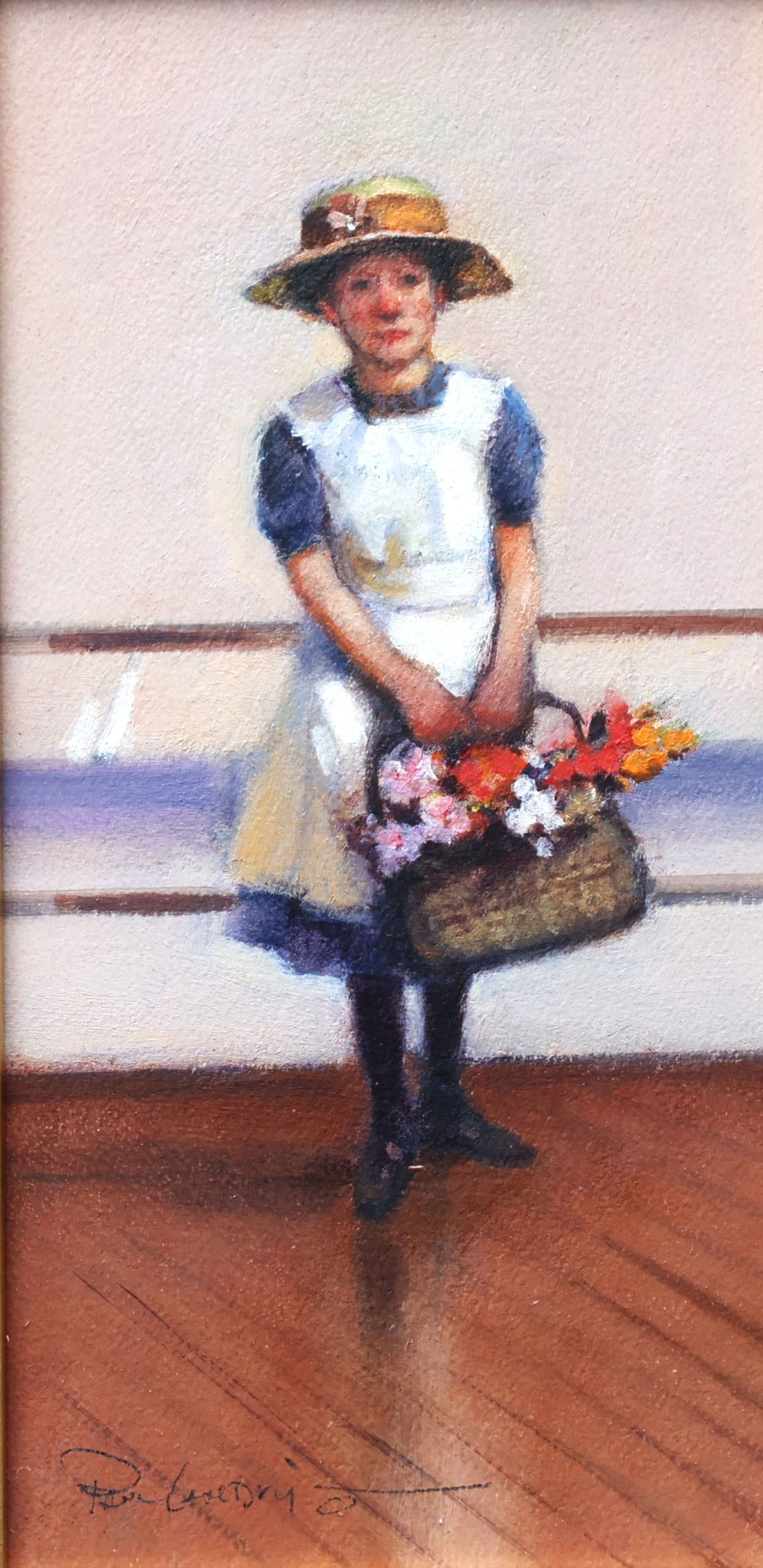 Paul A. Landry (1933 - 2018) Connecticut, Nova Scotia / Canada, Oil Gouache "Flower Girl" (1 of 6)