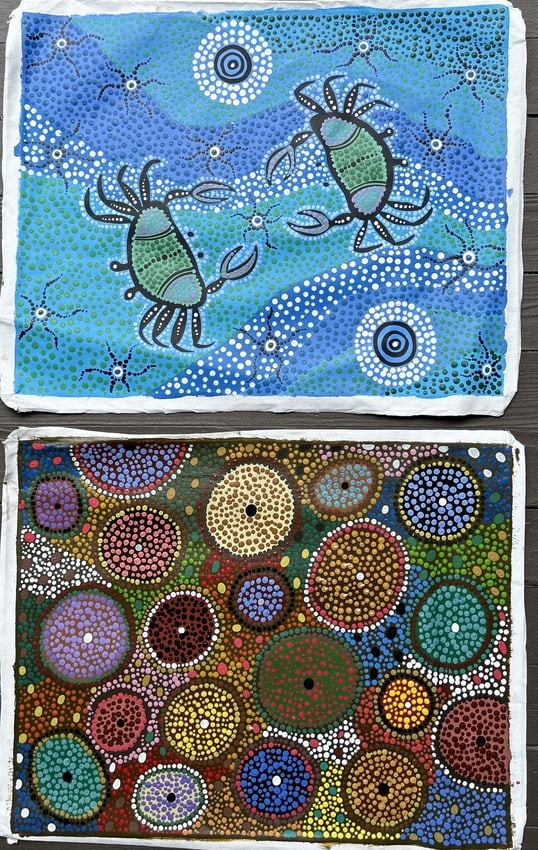 [2] PATI BERTUCCI Kalkadoon Tribe Artist, Oil on Canvas ORIGINAL ABORIGINAL PAINTINGS (1 of 4)