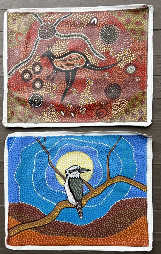 [2] PATI BERTUCCI Kalkadoon Tribe Artist, Oil on Canvas ORIGINAL ABORIGINAL PAINTINGS (1 of 4)