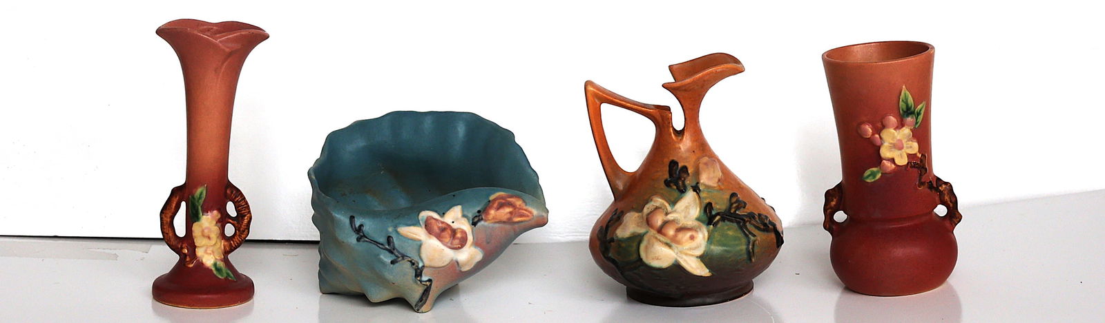 4 Assorted Vintage Roseville Art Pottery Vases , Various Patterns, Sizes 5 in.; 6.25 in. 6.5 in. 7.5 (1 of 5)