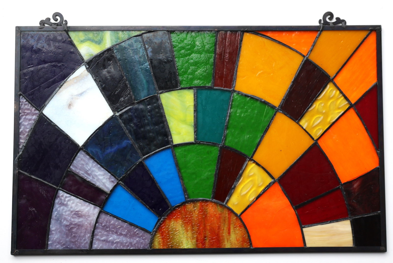 Stain Glass SUNBURST Window Hanger 12 inches x 19.75 inches: Stain Glass SUNBURST Window Hanger 12 inches x 19.75 inches