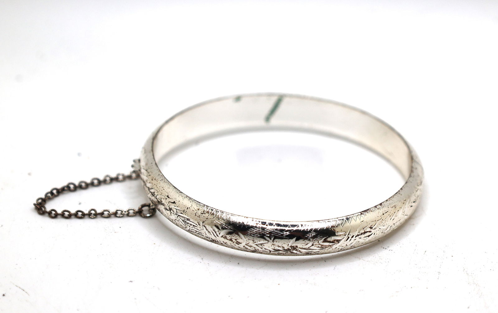 Sterling Silver Etched Bangle Bracelet , 2.5 in. x 3/8 in. (1 of 3)