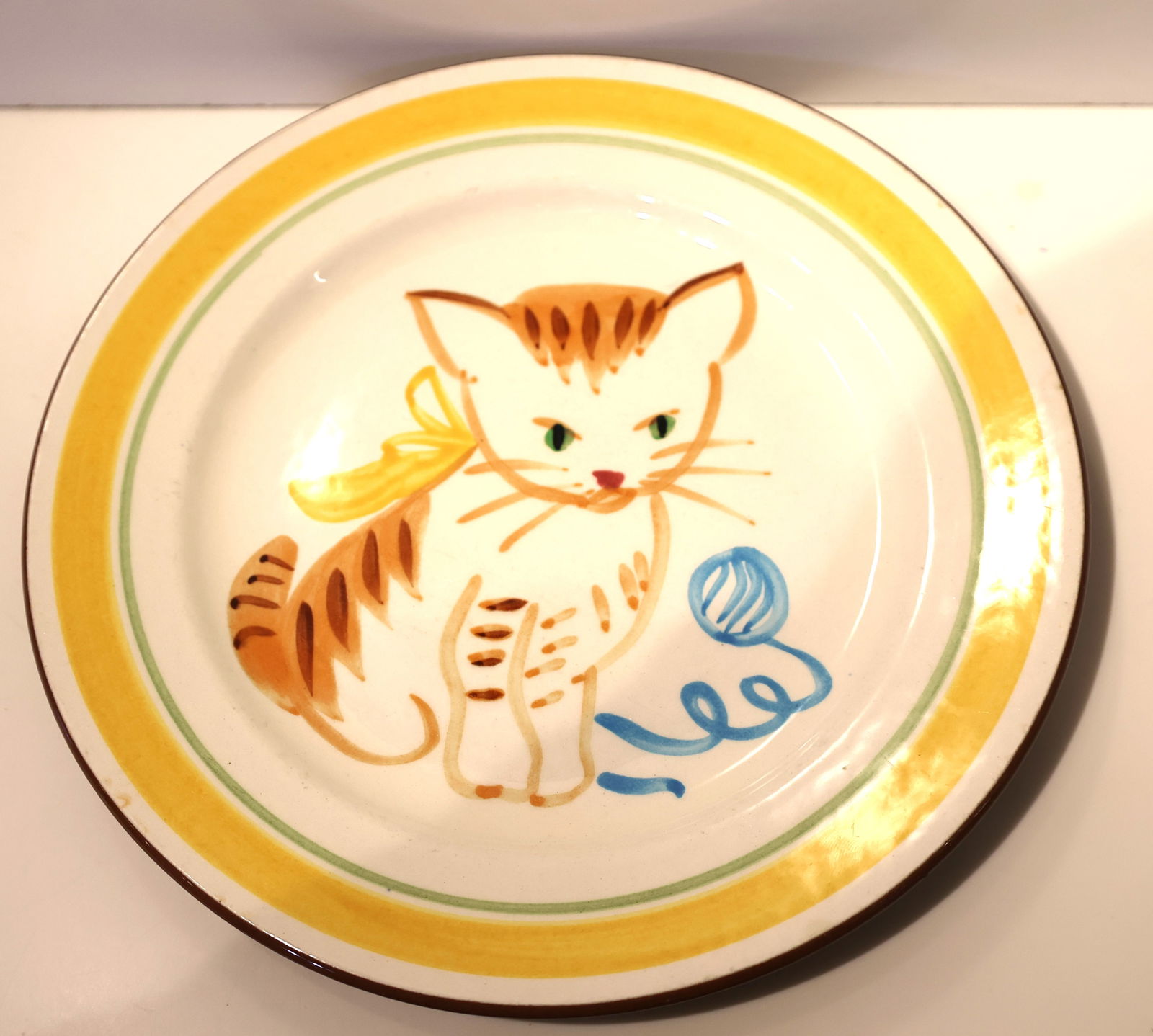 Vintage Stangl Kiddieware Hand Painted “Ginger Cat” Pottery Plate 9 in. diameter. (1 of 5)