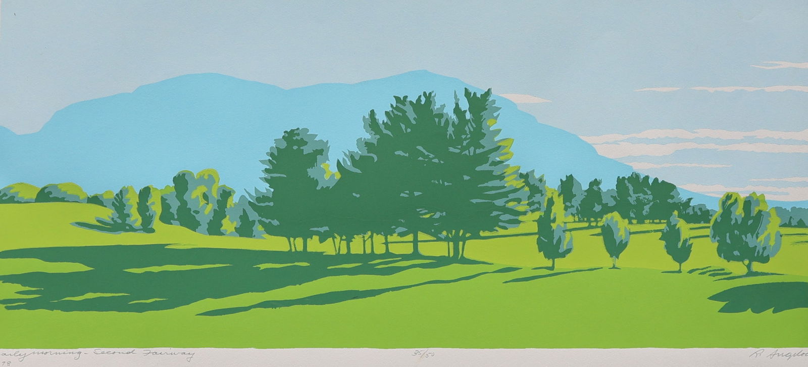Robert Angeloch (1922–2011), Early Morning – Second Fairway, 1978, color woodblock print, #35/50 (1 of 5)