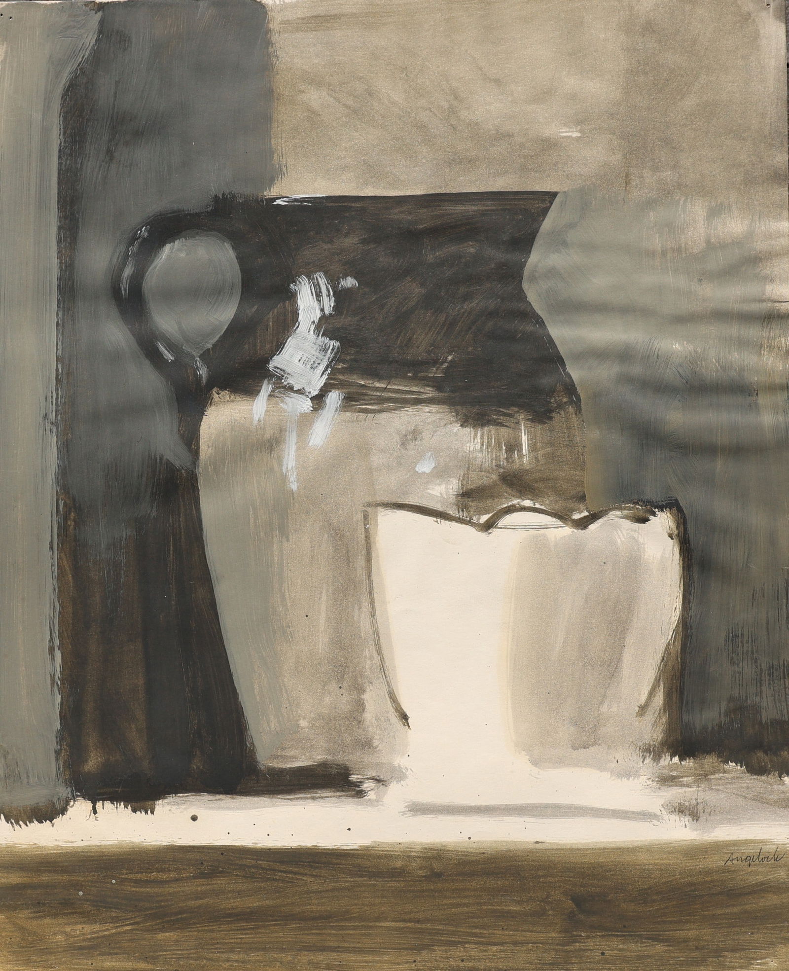 Robert Henry Angeloch, 1922-2011, Watercolor Painting on Paper, Milk Pitcher, Signed: Robert Henry Angeloch, 1922-2011, Watercolor Painting on Paper, Milk Pitcher, Signed. Circa 1950s Artwork. Provenance: acquired directly from Artist's Estate Woodstock New York. Well Listed American A