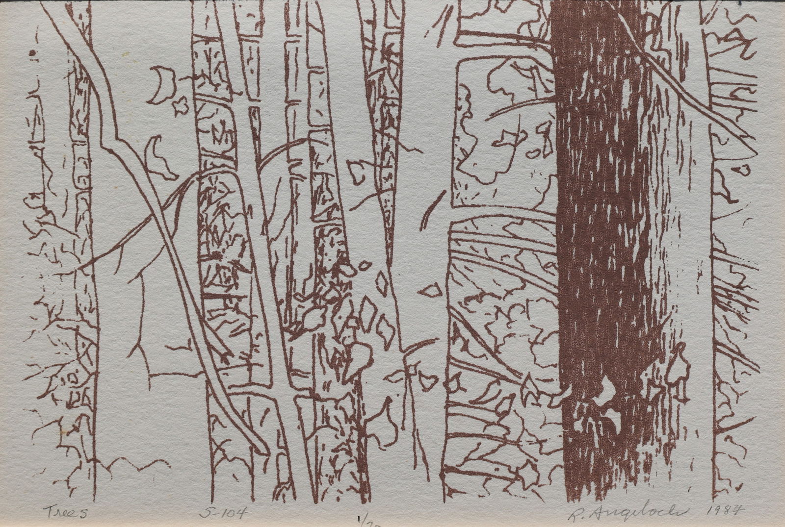 Robert Henry Angeloch, 1922-2011, Woodcut, Trees #1/20, 1984, Signed, Estate of The Artist (1 of 6)