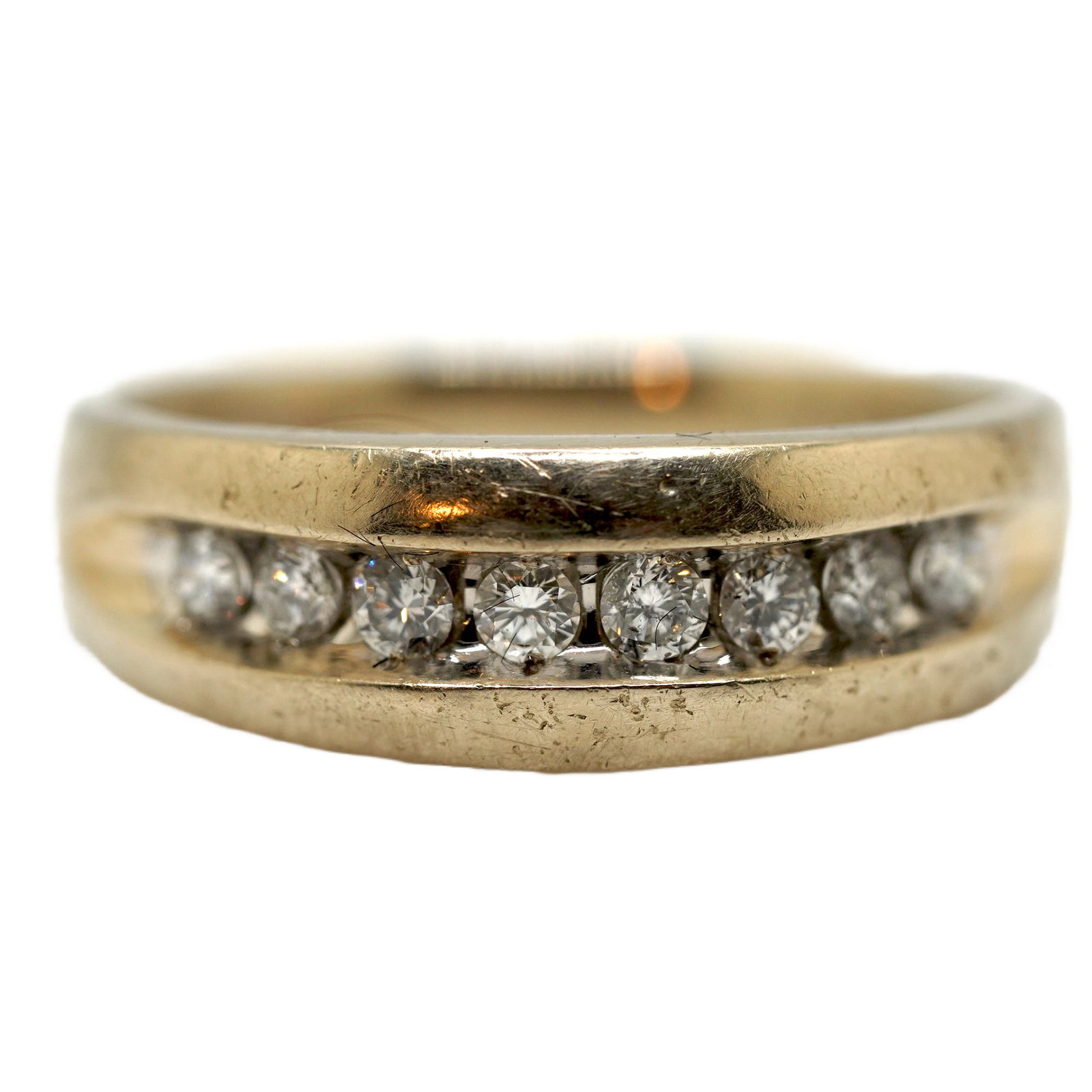 M-14K with 8 Diamonds Mens Ring Approx 1.2 Carats Total Size 10.5 ; 2.99 dwt total weight (1 of 13)