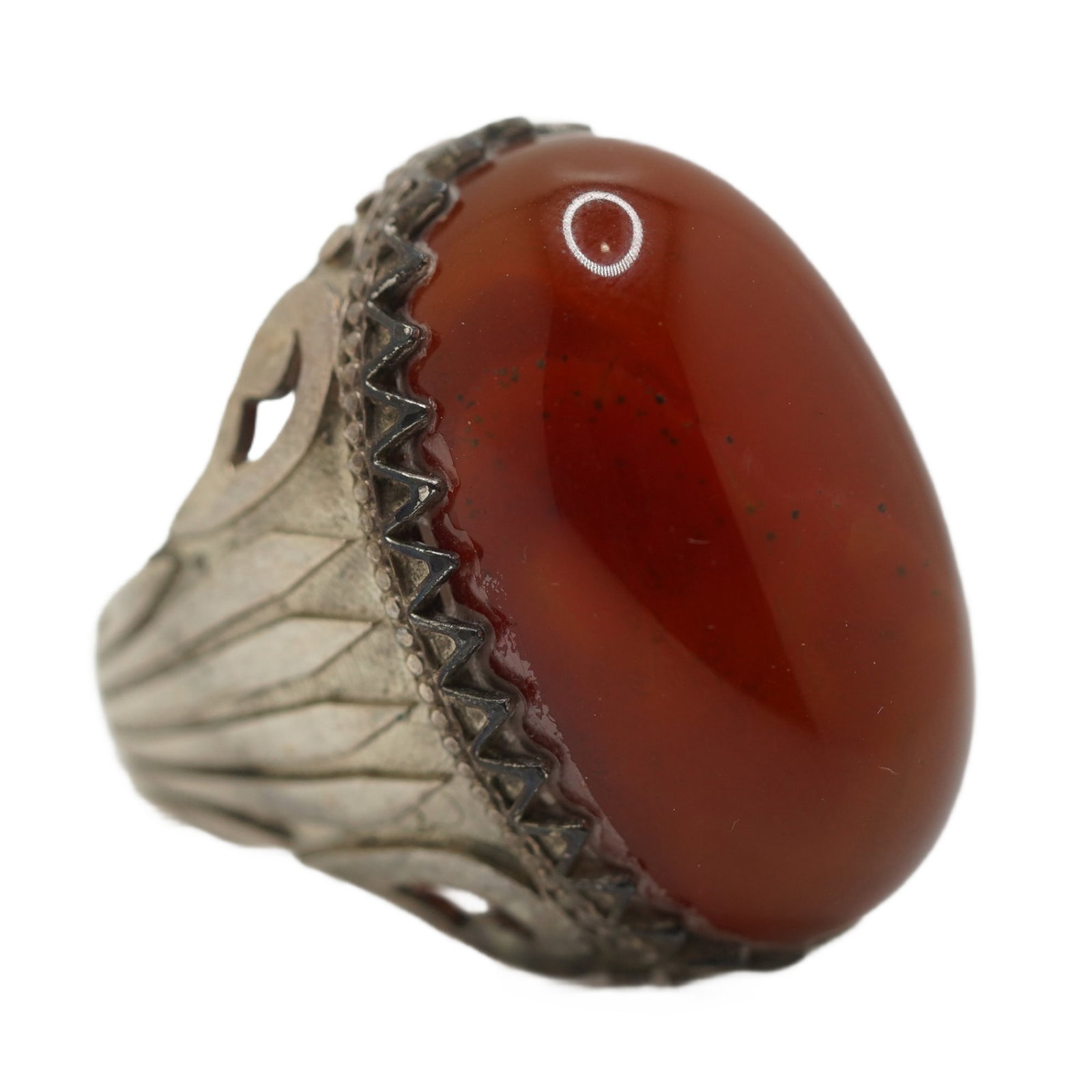 .925 Sterling Silver Amber Native American Heavy Large Mens Ring Size 10.5 (1 of 19)