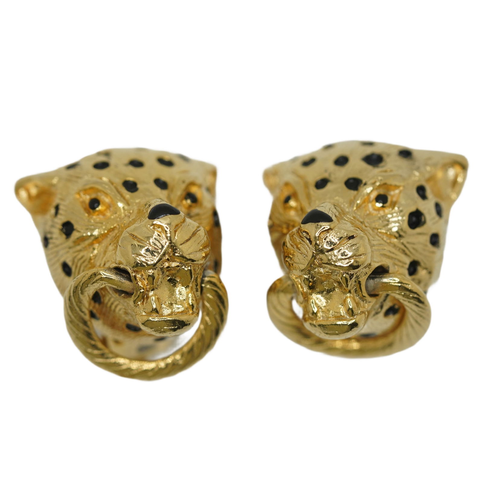 Heavy Gold Tone Clip On Tiger Earrings M-Mimi Di N: Size 3/4 inch