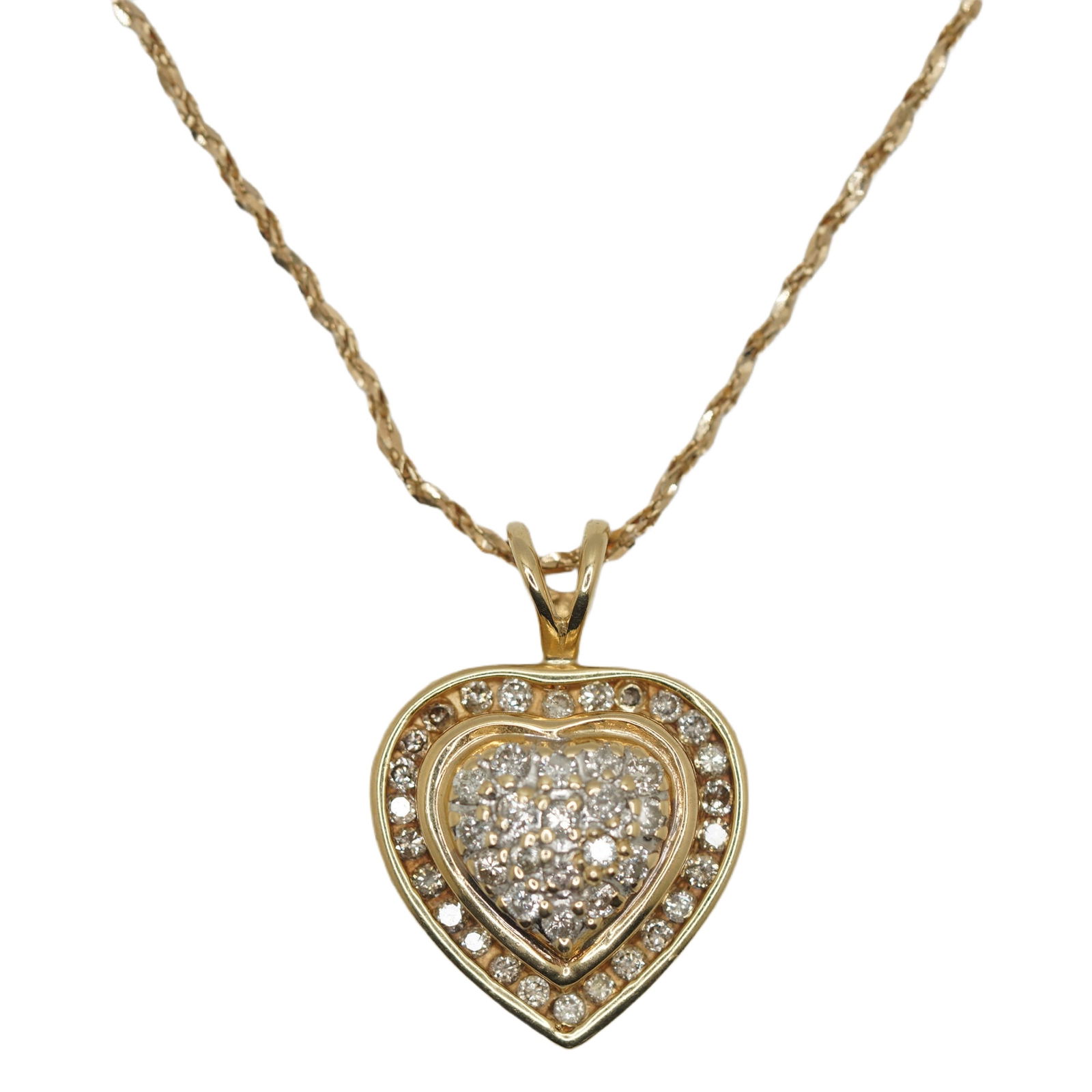 M-14K Italy 20" Chain M 14K Diamond Heart Pendant DWT 2.78 (1 of 9)