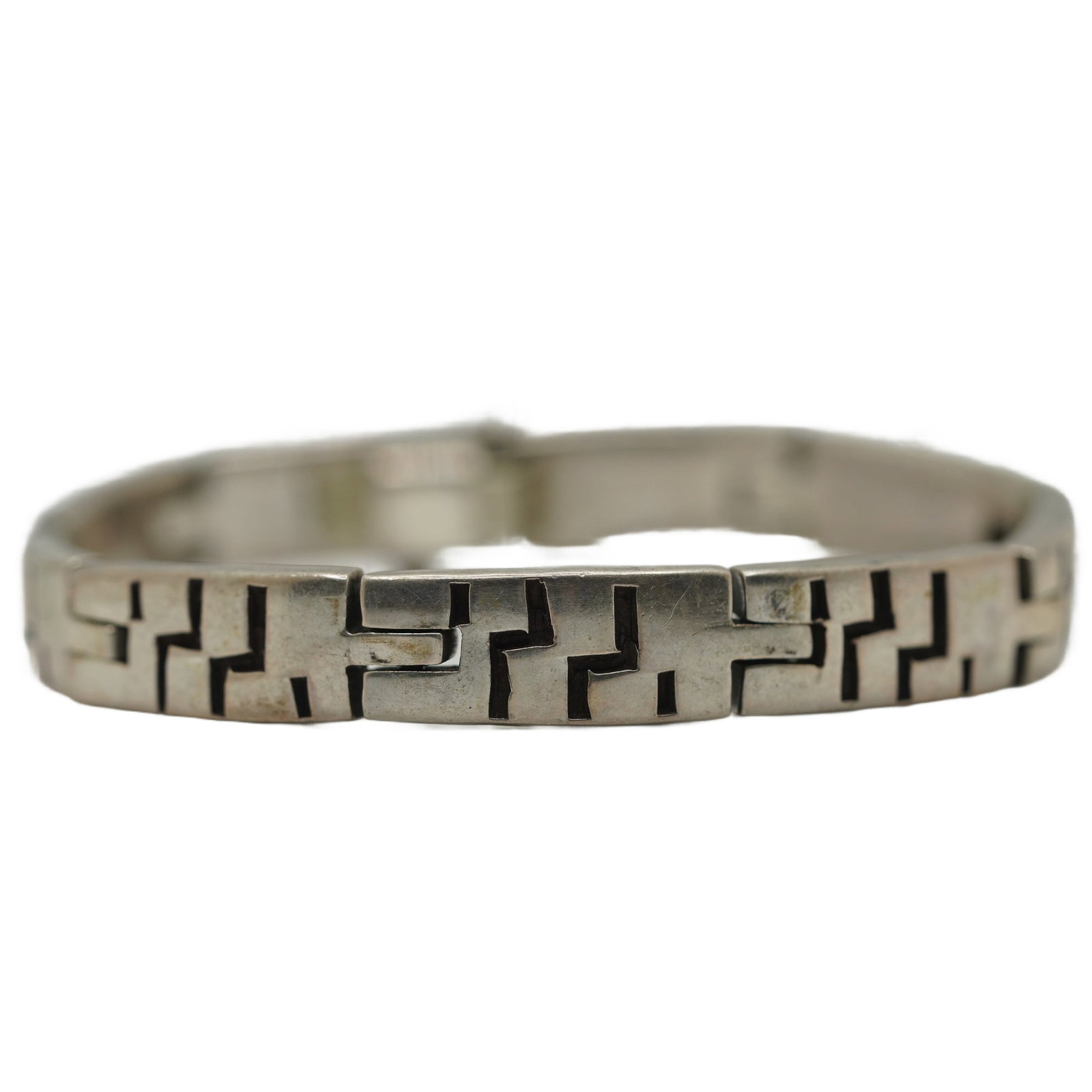 40.43 Grams M-TS-106 Mexico 925 Sterling Silver 9 Panels w/ Cut Out Bracelet: 7 x 3/8