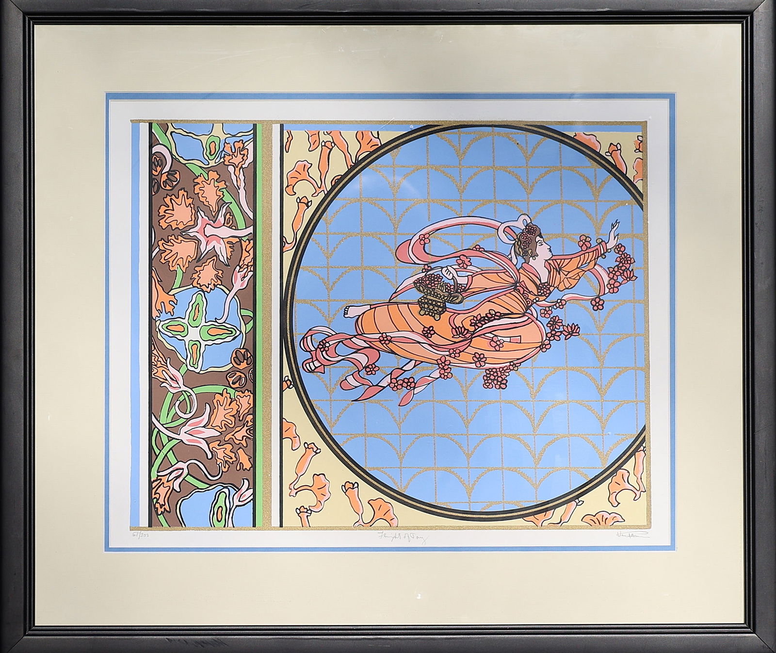 Art Nouveau original serigraph print by the Jamaican artist Lloyd Van Pitterson, titled Cassandra. (1 of 9)