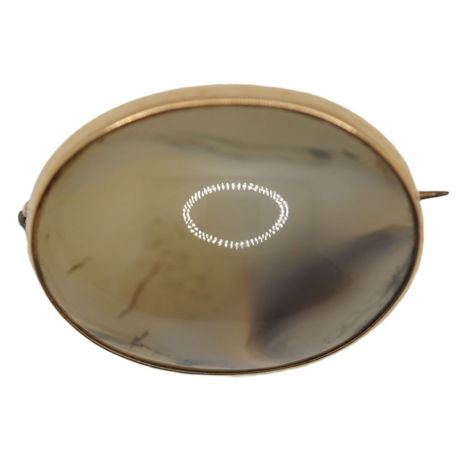 14k Oval Framed Montana Moss Agate Stone Pin ; 4.78 dwt Total Weight (1 of 9)