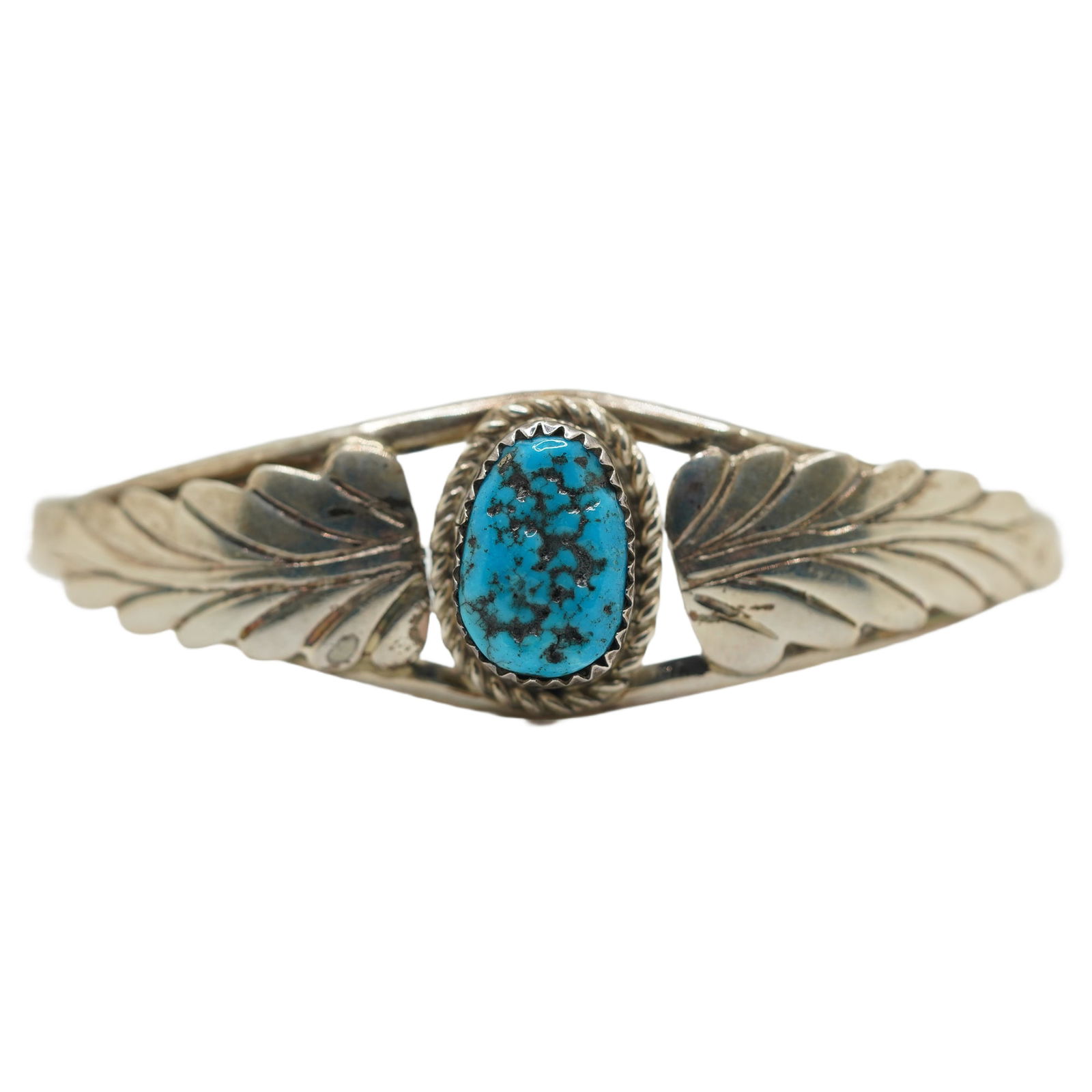Sterling Silver Native American Indian Navajo Cuff Bracelet Signed H Spencer, Turquoise  Stone (1 of 8)