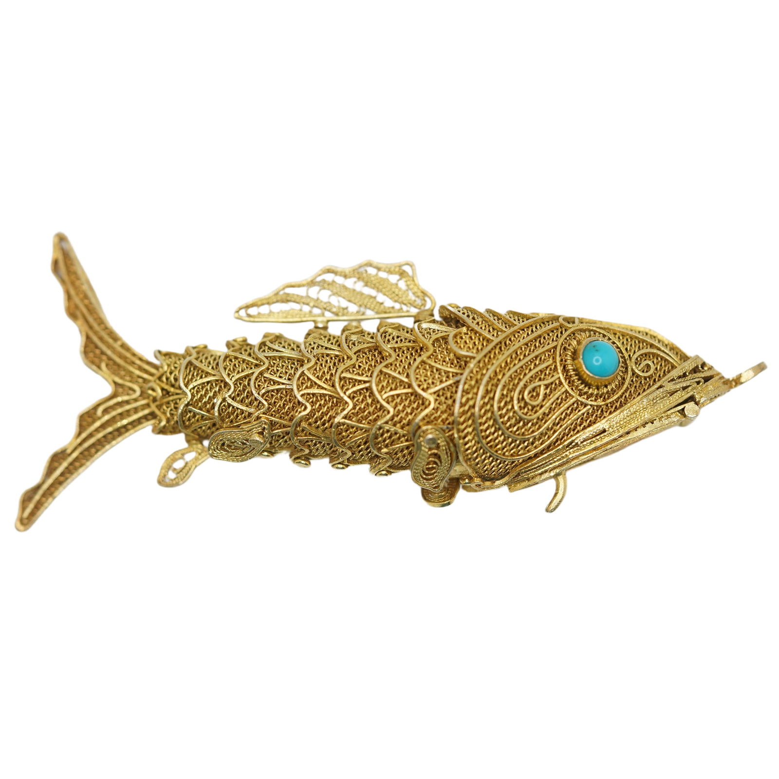 M-Silver w/ Turqoise Eyes Fish Pendant / Trinket Box (1 of 8)