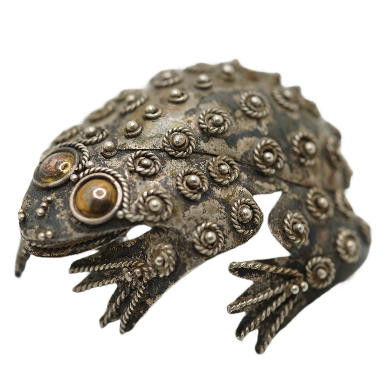 Sterling Silver Frog Pin w/ 14K Eyes (1 of 12)