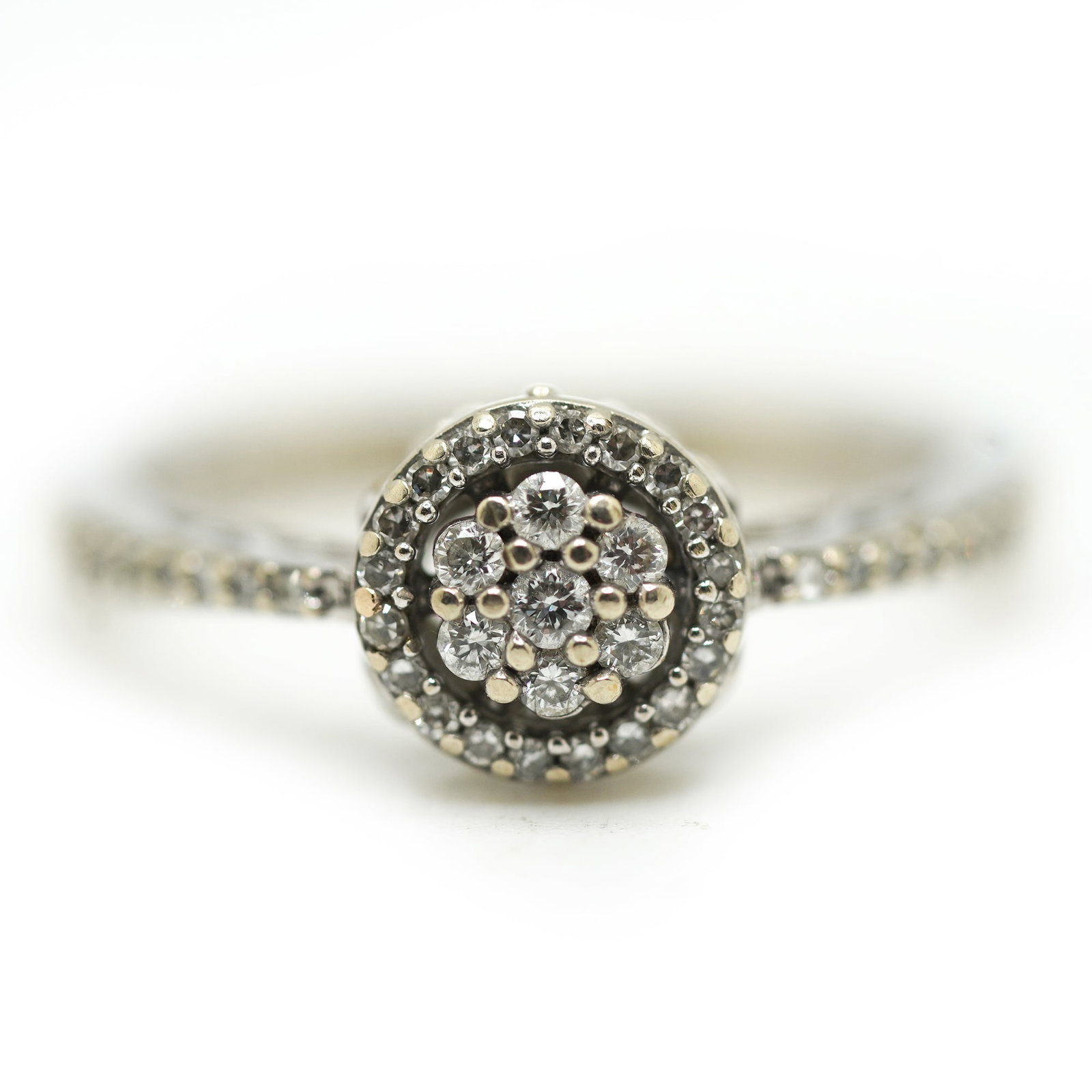 M-10k White Gold Diamond Engagement Ring, Approx. 1/4 Diamonds Size 7.25, 2.0DWT: Size 7.25, 3/4 x 3/8