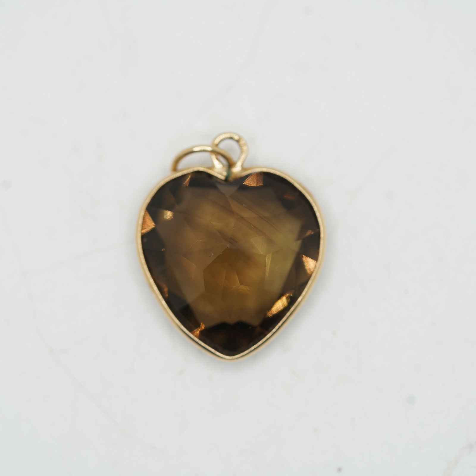 14K w/ Smokey Topaz Heart Pendant, 4.28 DWT Total Weight: 1 1/4 x 1