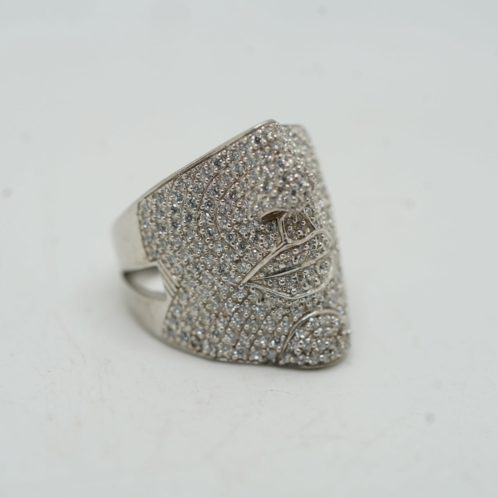 M-Sonia B 925 Sterling Silver and CZ Face Ring Size 9: Size 9, 1 x 1 1/8