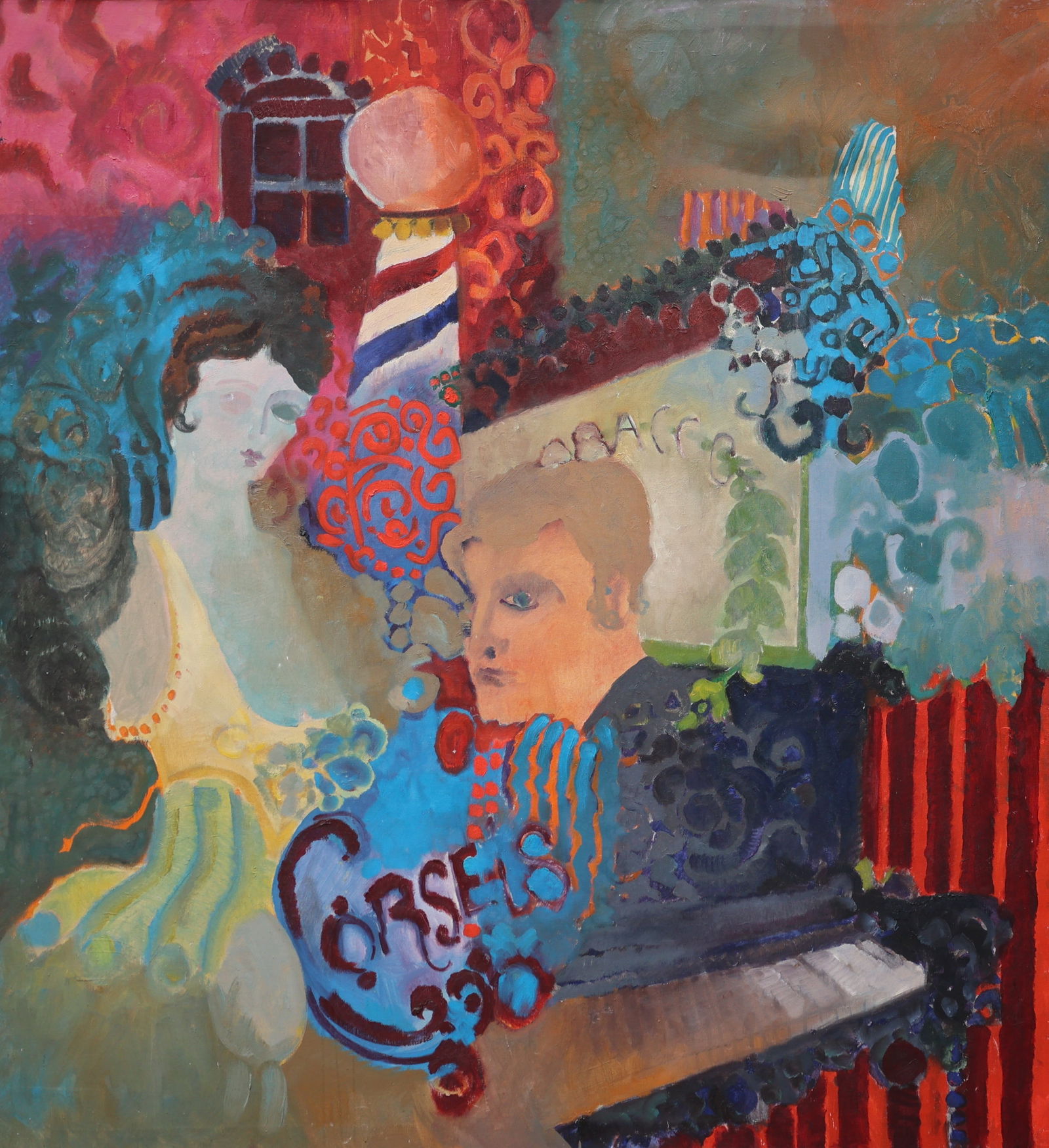 Style of Henri De Toulouse-Lautrec, Large Oil on Canvas Painting Paris France Theatrical Life (1 of 5)