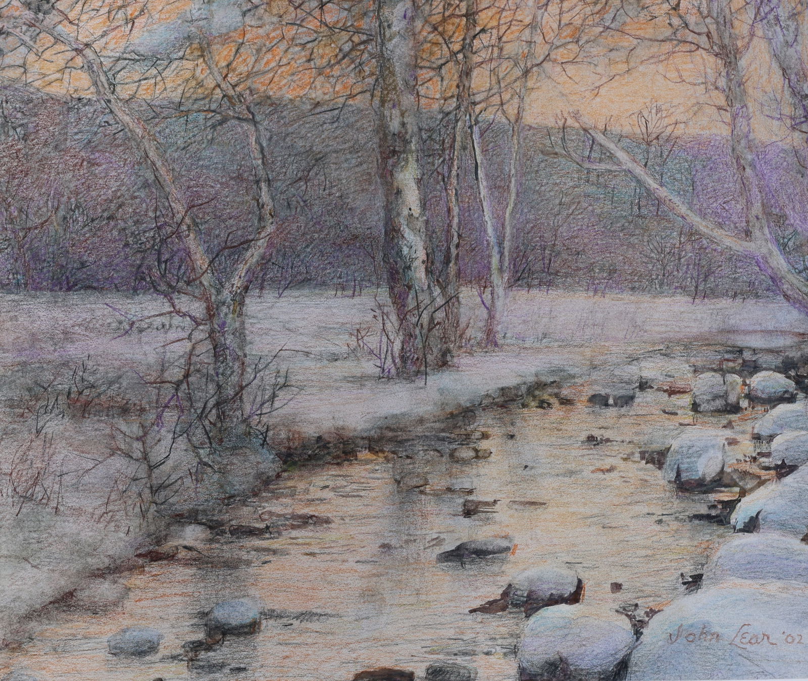 John Brock Lear, Jr. (1910 - 2008) Pennsylvania, Watercolor Painting "Yorkshire River" Signed (1 of 6)