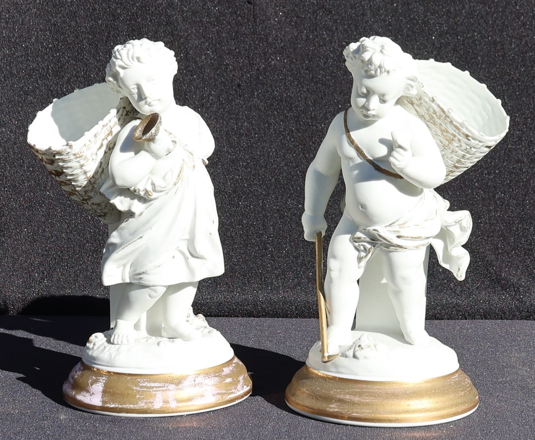 2 Dresden Germany 19th C. Porcelain Mythological Cherub Character Figures 10.5 in. height (1 of 5)