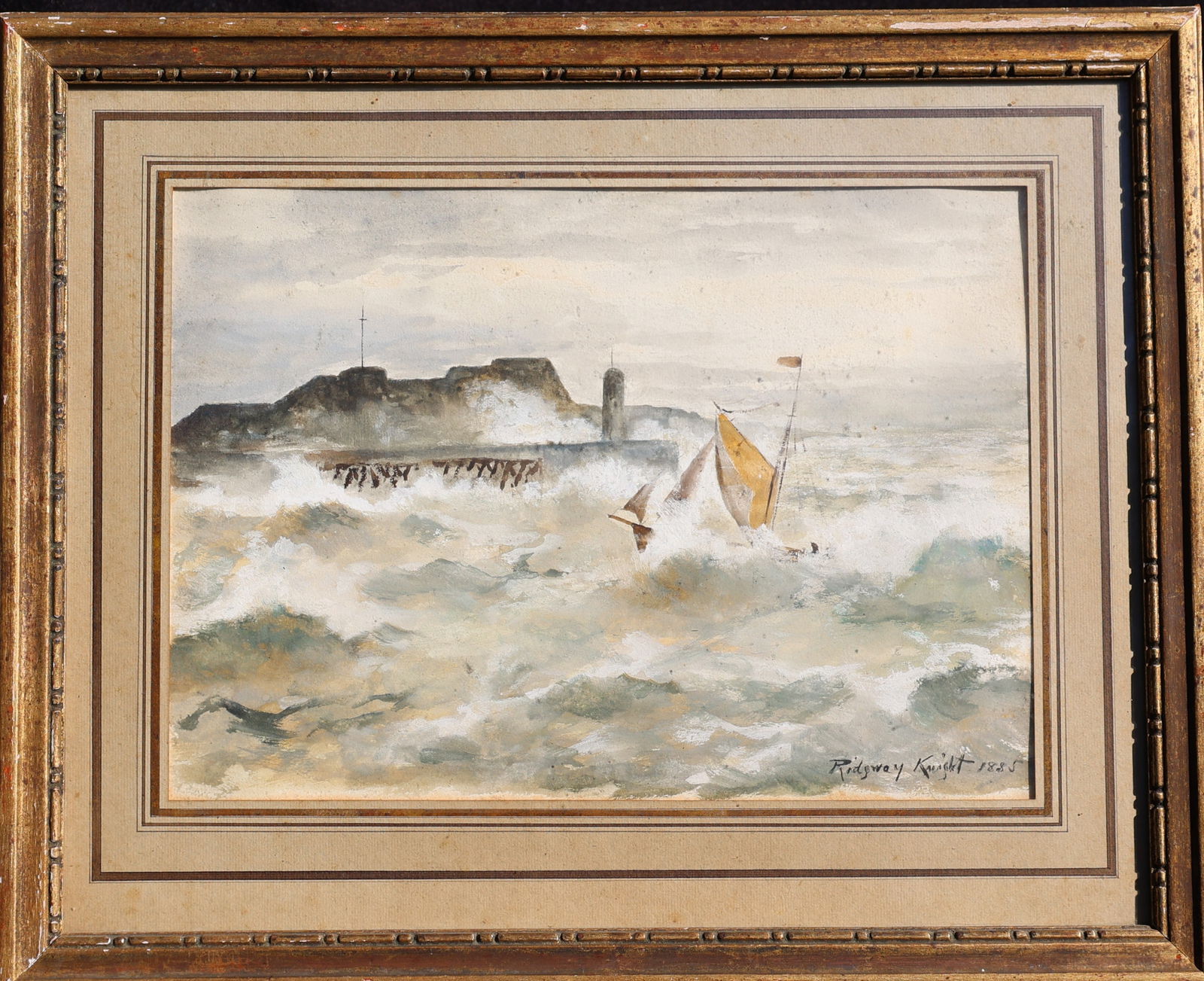 Daniel Ridgway Knight, American 1839-1924, Watercolor on Paper Painting, Coastal Rough Seas (1 of 6)