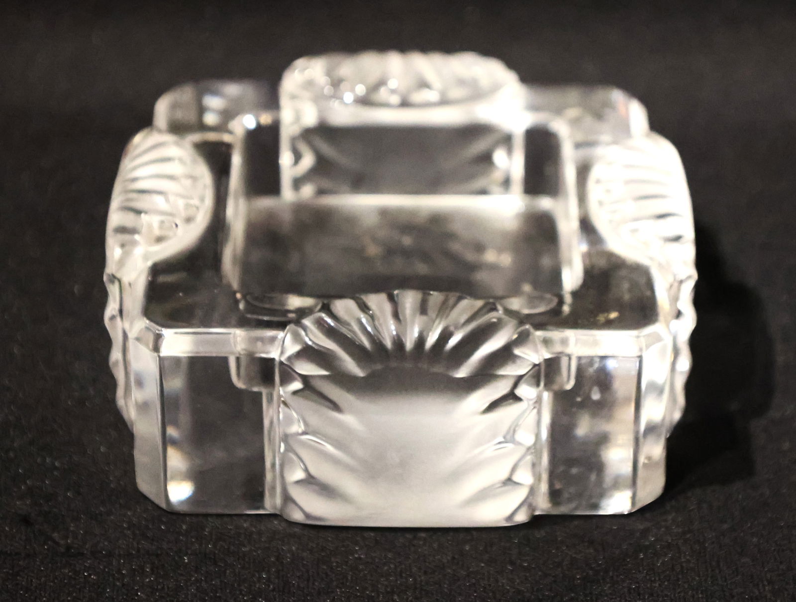 Signed LALIQUE FRANCE "Corfou" (or "Corfu") Pattern Crystal Ashtray Or Trinket Dish. (1 of 5)