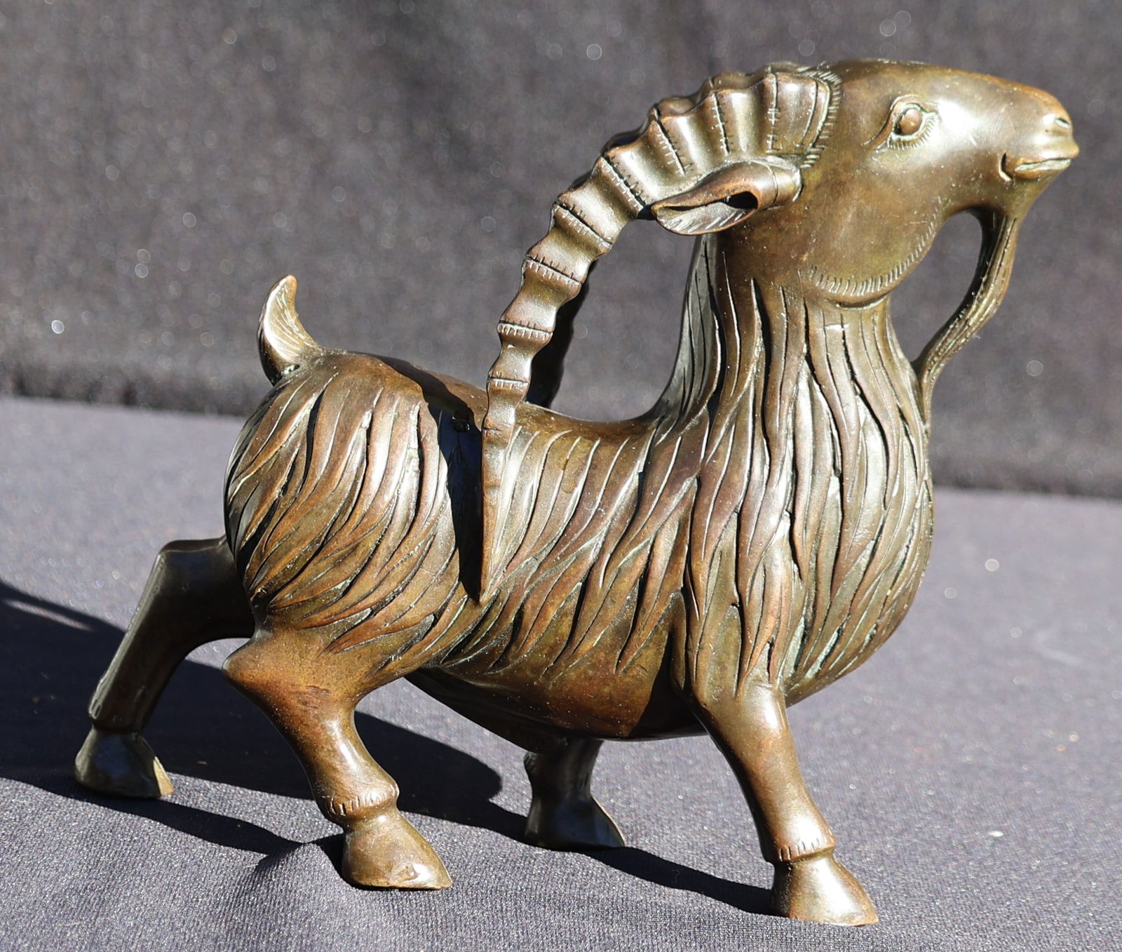 Bronze Ram Sculpture Statue, Nice Quality Casting, Size 8 in. height x 9 in. length x 3 in. depth (1 of 7)