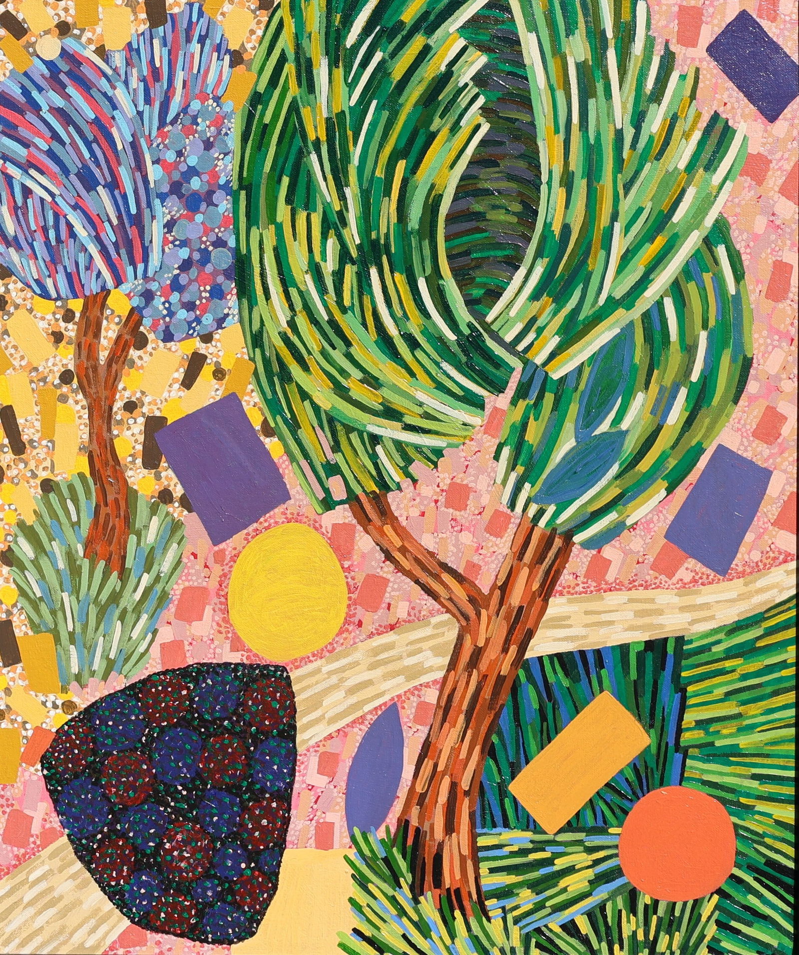 Lynne Dexler [1928-1999], Important Maine Artist, Oil on Board Titled "Spring Forest 1963" (1 of 6)