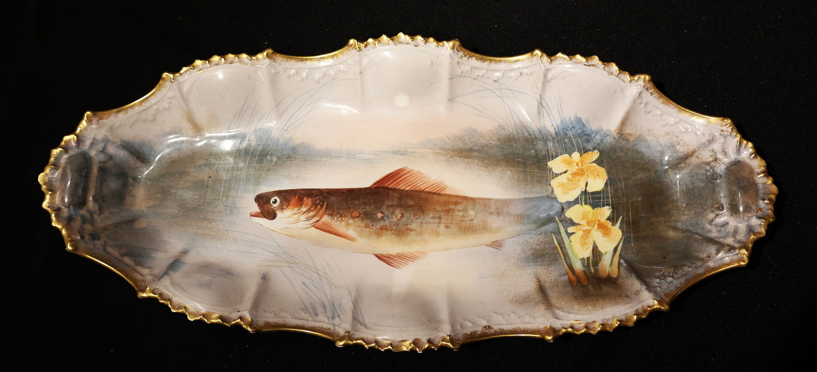 Limoges L.B.H. France Large Oval FISH Porcelain Platter 24 inches length x 10 3/4 in. wide (1 of 8)