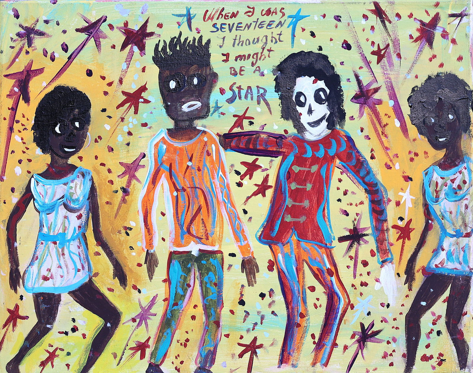 SAMO , Jean Michel Basquiat, attributed, NYC Graffiti Art - "When I Was Seventeen.......A Star": SAMO , Jean Michel Basquiat, attributed, NYC Graffiti Art - "When I Was Seventeen.......A Star" . Oil on canvas with writing. Signed on backside "SAMO", JMB. Selling "attributed to" due to no written
