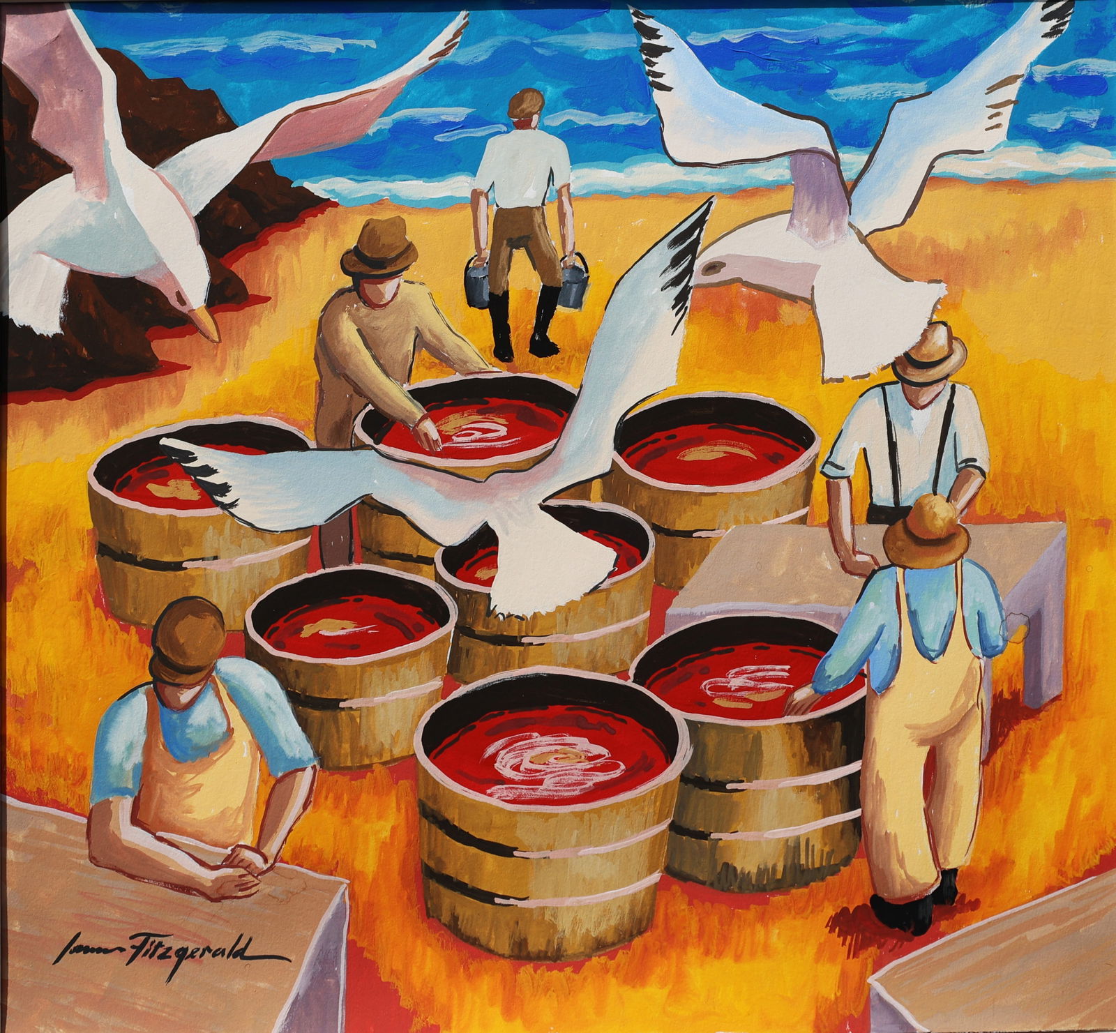 James Edward Fitzgerald (1899 - 1971 American) Gouache Painting "Saltin' Mackerel" (1 of 5)