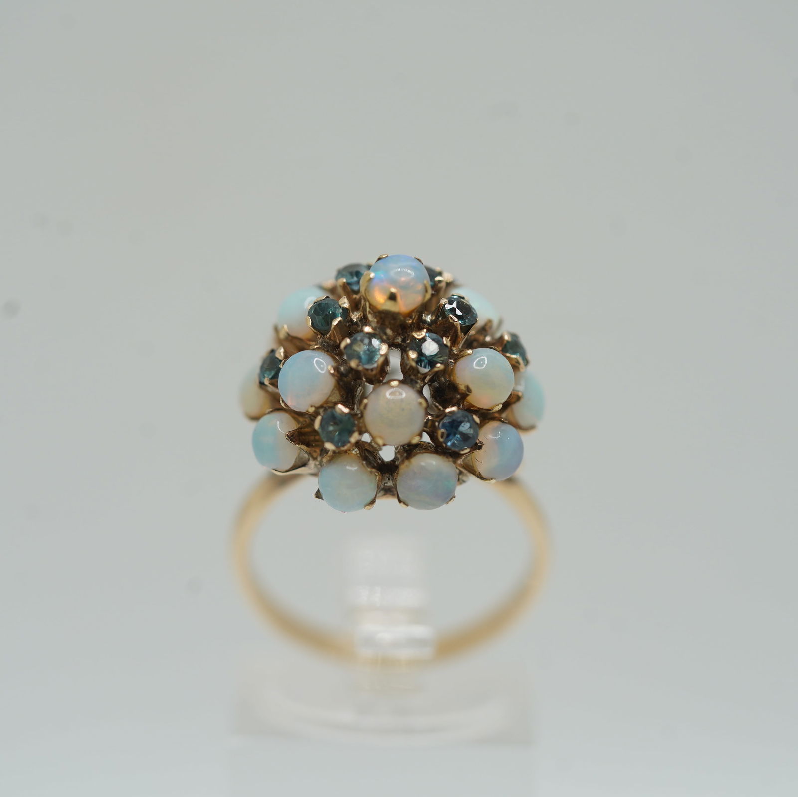 18K Gold With Opals "JQ" Jake Quick, Belgium Designer Ring Size 6; 18 Small & 1 Large Center (1 of 17)