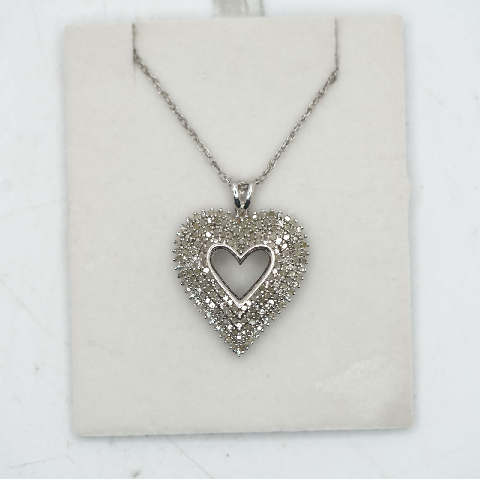.925 HN Diamond Heart Pendant Necklace 18 in. HN 925 Sterling Chain; Pendant 1 1/4 in. x 1 in. (1 of 9)